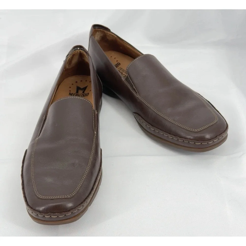 Mephisto‎ Mens Brown Leather Cool Air Slip On Driving Loafer Shoes Size US 13